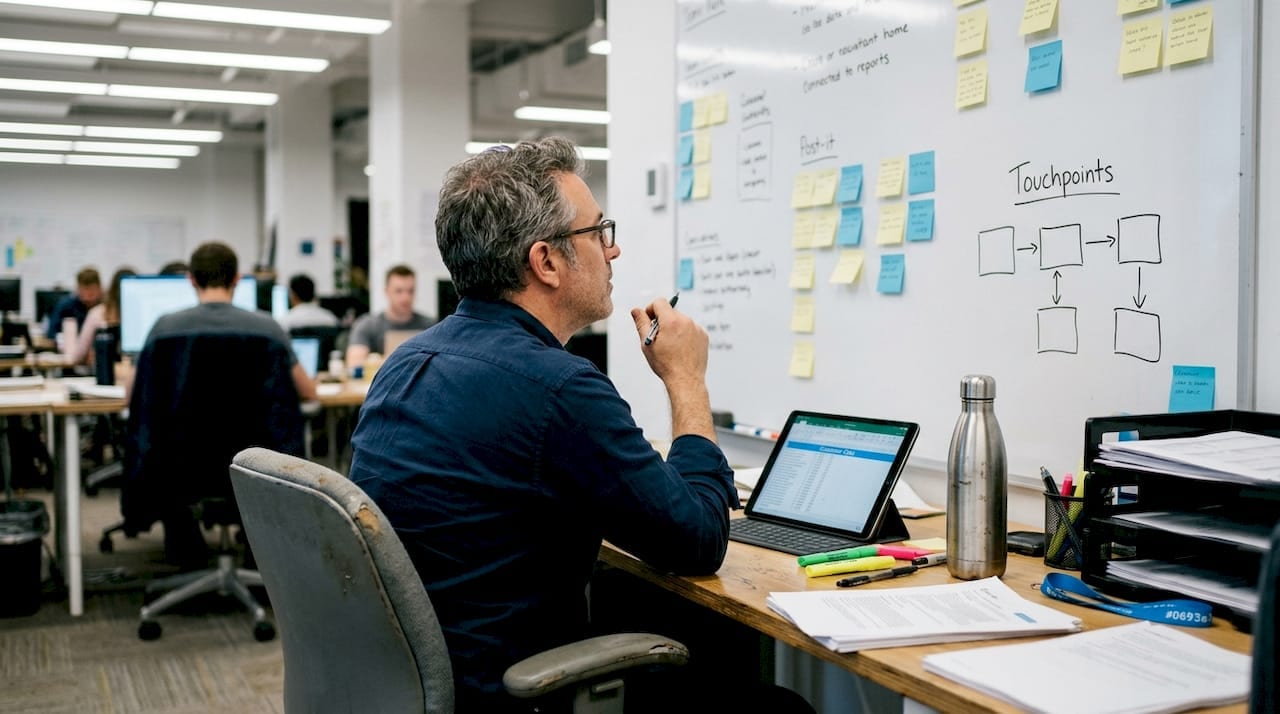 Marketing analyst mapping customer touchpoints