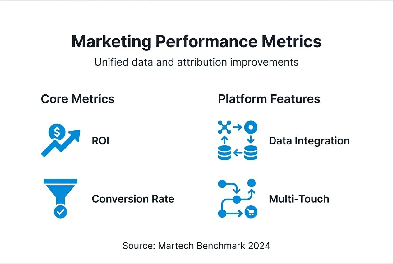 Infographic showing martech platform metrics