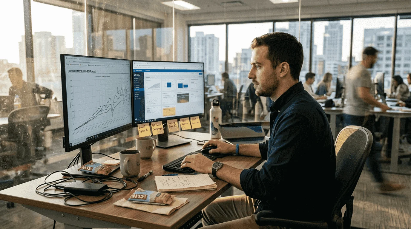 Marketer reviewing campaign scenario data model